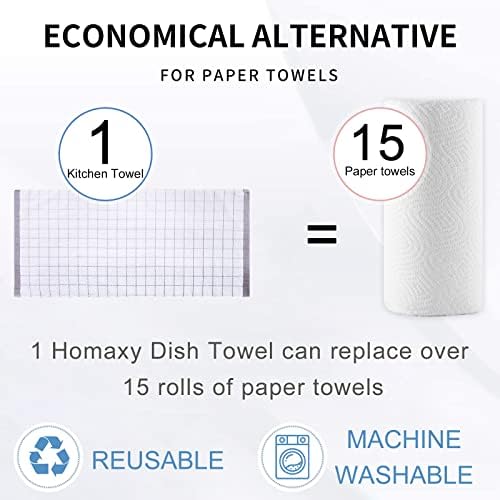Homaxy 100% Cotton Terry Kitchen Towels, 5 Pack - Image 7