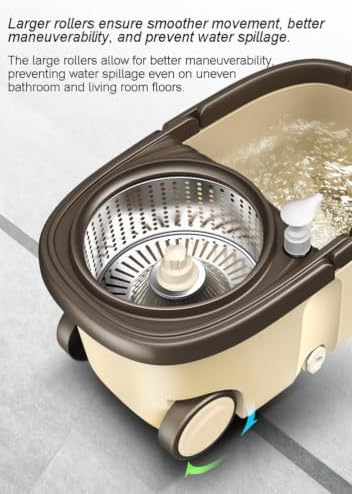 Spin Mop and Bucket, 360° Mop Head, 2 Reusable Microfiber Refills - Image 3