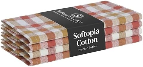 Multi Checkered Dish Towels 4 Pack, 18x26 Inches, 100% Cotton Kitchen Cloths by SoftopiaCotton