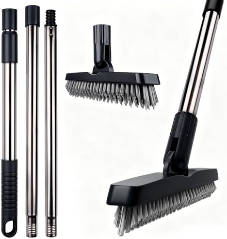 2 Pack Grout Brush with Long Handle, Swivel Cleaning Grout Line Scrubber by ITTAHO