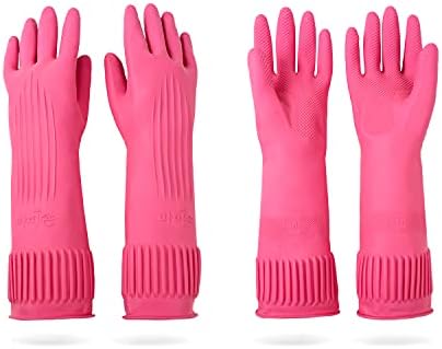 Mamison Rubber Dishwashing Gloves, Non-Slip Kitchen, 2 Pairs by QualityKitchenandHome