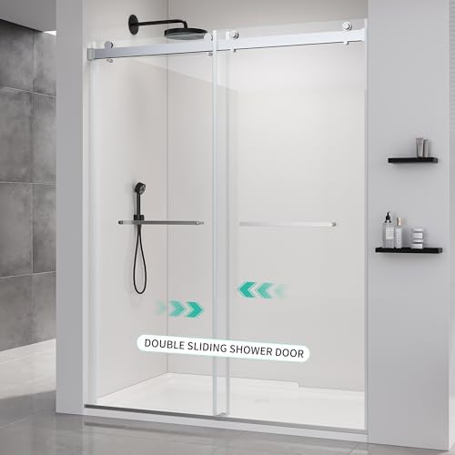 56-60 in W x 76 in H Double Sliding Frameless Soft-Close Shower Door - Image 3
