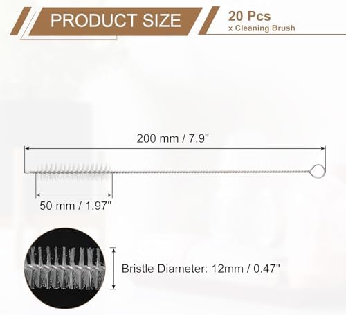 HARFINGTON Straw Cleaner Brush Set, 8 Inch Length 304 Stainless Steel and Nylon - Image 2