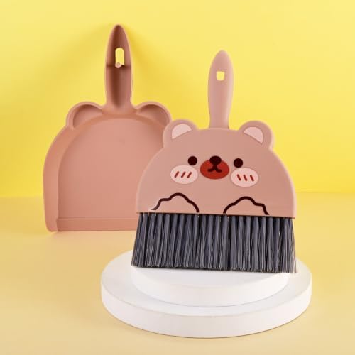 1 Set Small Broom Brush & Dustpan Set Table Cleaning Tools Bear - Image 4