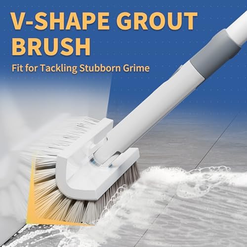 BOOMJOY Grout Brush with Long Handle, Double-Sided with V-Shape Stiff Bristles - Image 2
