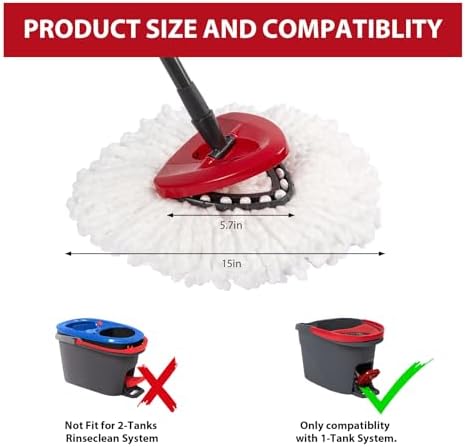 8-Pack Mop Replacement Heads for Ocedar Mop Replace Head EasyWrin Spin Mop - Image 2