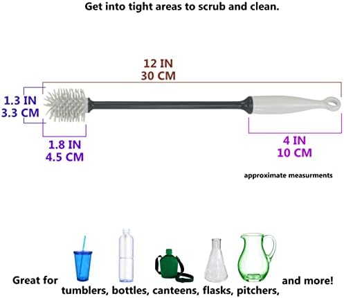 Iconikal 2-Pack Silicone Bottle Brush 12" Gray Flexible Non-Scratch Cleaner - Image 2