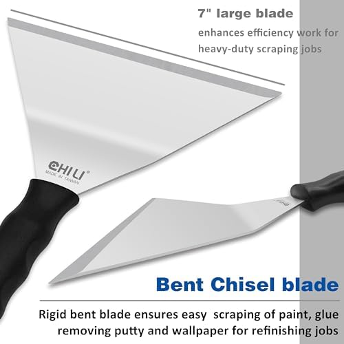 CHILI TOOLS 7" Bent Stainless Steel Chisel Pole Scraper, Overhead Paint Scraper - Image 4