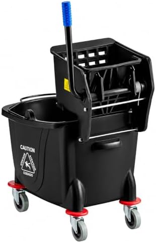Commercial Mop Bucket with Wringer on Wheels | Blue 35 Quart - Image 6