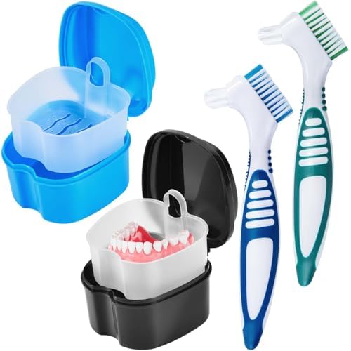 KISEER 2 Pack Denture Bath Case Cup Box Holder Storage Container by KISEER