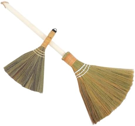 Handmade Soft Bristle Grass Broom Set 2pcs by Unknown