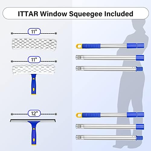 ITTAR Window Squeegee with 2 Sets Separate Pole, Shower Glass, Car Windshield - Image 5
