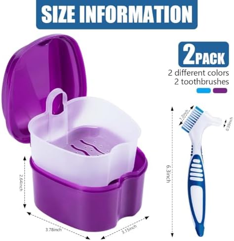 KISEER 2 Pack Denture Bath Case Cup Box Holder Storage Container - Image 2