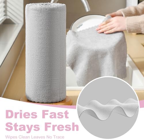 Jessy Home 2 Roll Reusable Paper Towels, 100 Sheets Tear Away Microfiber - Image 2