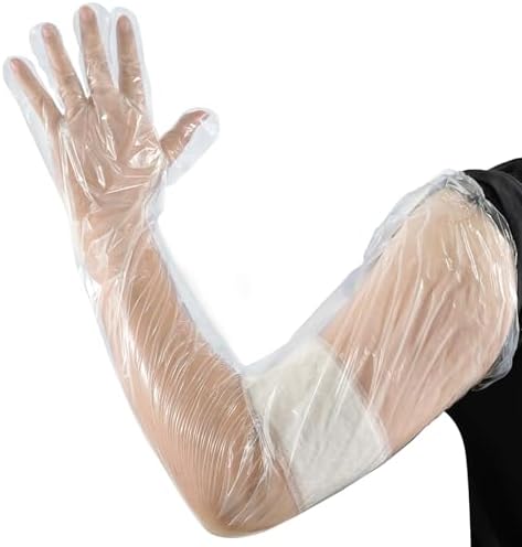 50Pcs Veterinary Insemination Rectal Long Gloves Disposable Plastic Full Arm by Unknown