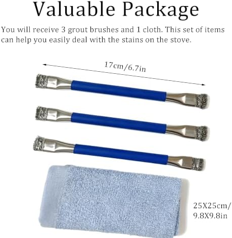 4pcs Kitchen Stove Cleaning Brush Set 3pcs Brushes+1pcs Rag Double Sided - Image 5