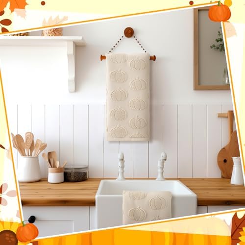 Mindsoft 2 Pcs Fall Hand Towels 3D Pumpkin Jacquard - Image 4