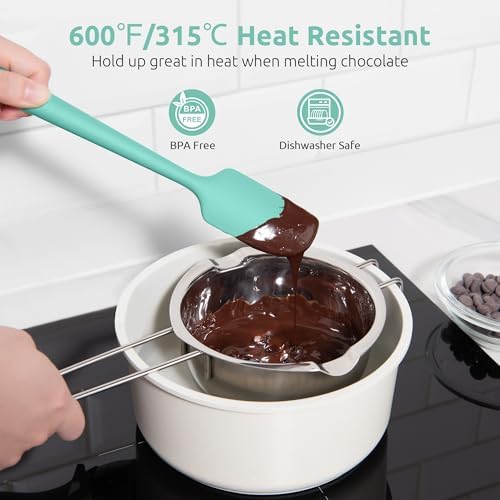 U-Taste Small Mini Silicone Spatula, 9in Rubber Jar Bowl Scraper, Aqua Sky - Image 3