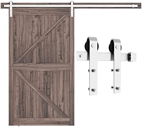 SMARTSTANDARD 8 Feet Brushed Nickel Barn Hardware Kit, Fit 42-48" W Door by SMARTSTANDARD