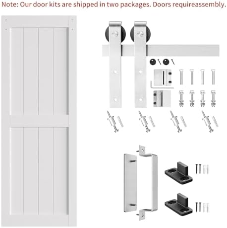 SMARTSTANDARD 28" x 84" White Sliding Barn Door - Image 4