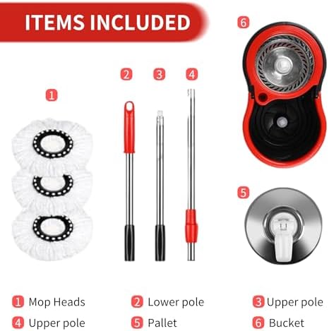 Spin Mop and Bucket with Wringer Set, 360° Rotating Mop System - Image 6