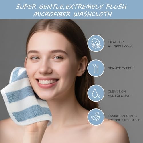 Microfiber Facial Cloths Fast Drying Washcloth 8x8inch Stripes 6 pack - Image 5