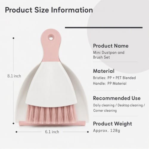 GeeRic Mini Dustpan and Brush Set, Dust Pan Broom Pink - Image 2