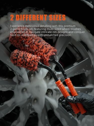 SPTA Angled Car Wheel Brush Set, Flat Spoke Brush, Metal Free Rim Tire Detail - Image 5