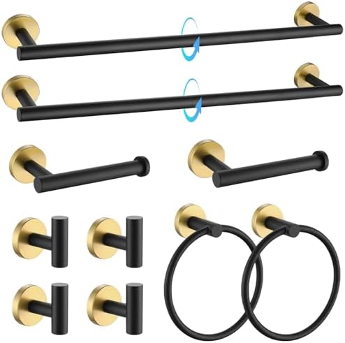 TQKAG Black and Gold Bathroom Hardware Accessories Set 10-Pieces, Premium by TQKAG