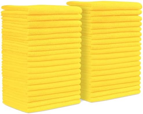 Yellow Microfiber Towels Size 16" x 16" Large, Highly Absorbent Cleaning Rags by Unknown