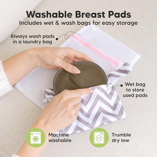 Organic Nursing Pads, 14 Washable Breast Pads, Wash Bag - Image 4
