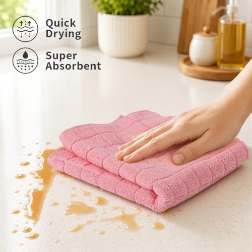 Kitinjoy Premium Cotton Check Kitchen Towels 4 Pack - Image 2