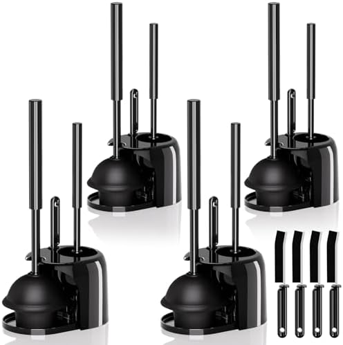4PACK 3 in 1 Toilet Brush and Plunger Set by Unknown