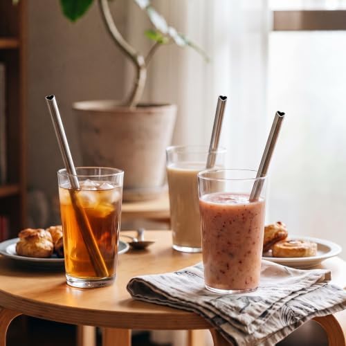8 Pcs Reusable Metal Straws 8.5” Cute Heart Stainless Steel Straws - Image 5