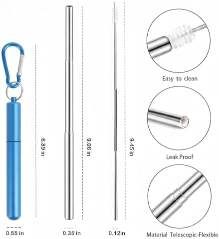 Collapsible Metal Straws, Travel Drinking Straws - Image 2