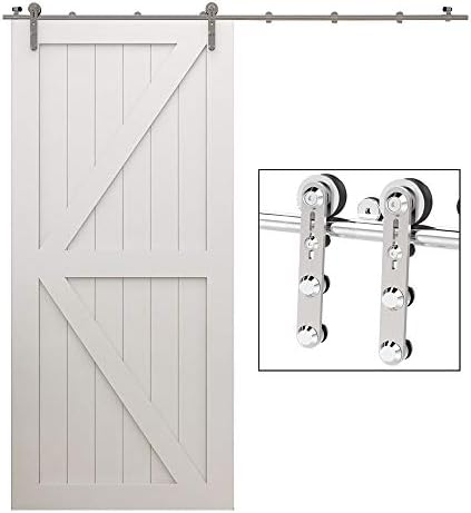TSMST 7.5FT Sliding Barn Door Hardware Kit, Stainless Steel Heavy Duty Sturdy by TSMST
