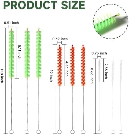 9PCS Reusable Long Colored Straw Cleaner Brush Set 12" Bendable - Image 3