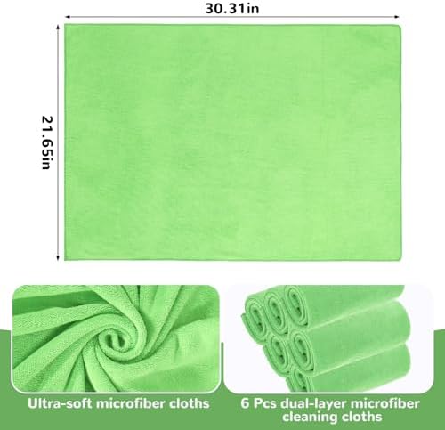 6 Pcs Extra Large Microfiber Cleaning Cloth Reusable Microfiber Towels Thick - Image 2