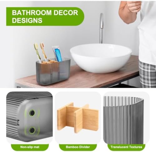 GFWARE Clear Acrylic Toothbrush Holder, 5 Slots Bathroom Storage Organizer - Image 3
