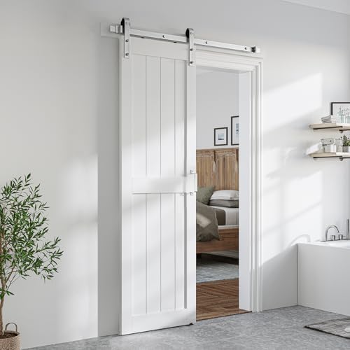 SMARTSTANDARD 24" x 84" White Sliding Barn Door by SMARTSTANDARD