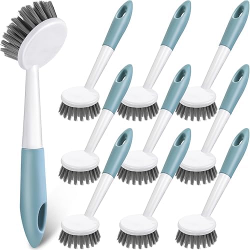 Patelai 12 Pack Long Handle Dish Scrub Brush Stiff Bristles by Patelai