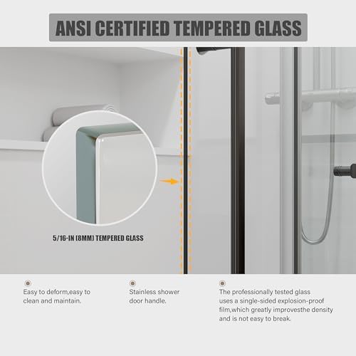 Kullavik 56-60" W x 76" H Frameless Sliding Shower Door - Image 3
