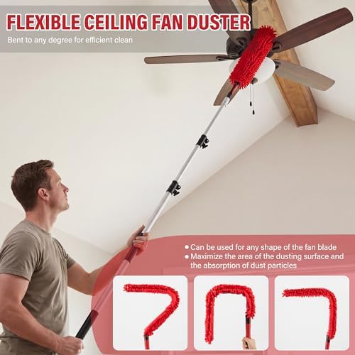 8 FT Cobweb Duster with Extension Pole, 12 FT High Reach Ceiling Fan Cleaner - Image 5
