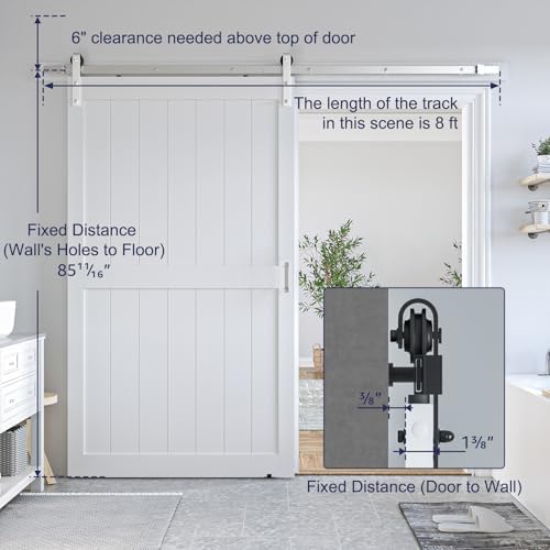 SMARTSTANDARD 48" x 84" White Sliding Barn Door - Image 3