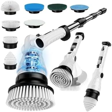 Electric Spin Scrubber, 3 Speeds 8 Heads Bathroom Cleaning Brush by Mixbugg