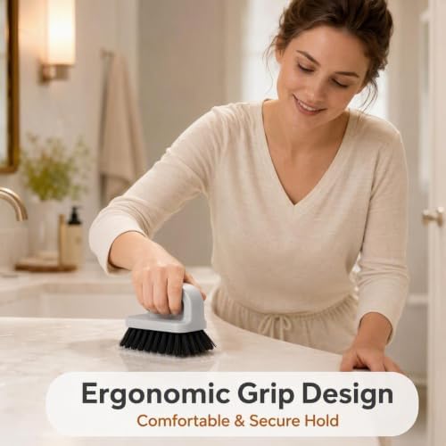2-Pack Scrub Brush with Ergonomic Handle, Grout Cleaning Brush - Image 5