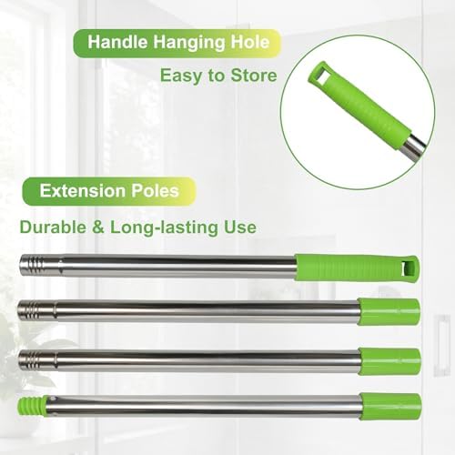 2 in 1 Window Squeegee with 55" Long Stainless Steel Handle, Sponge Car Squeegee - Image 5