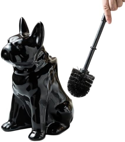 Comeon Ceramic Dog Black Toilet Brush and Holder Set by Comeon