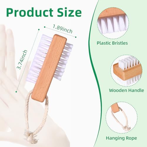 2 Pack Wooden Nail Brush with Hanging Rope - Image 2