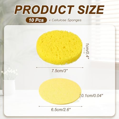 uxcell 10Pcs Cellulose Sponges, Round Kitchen Clean Sponges Non-Scratch - Image 2